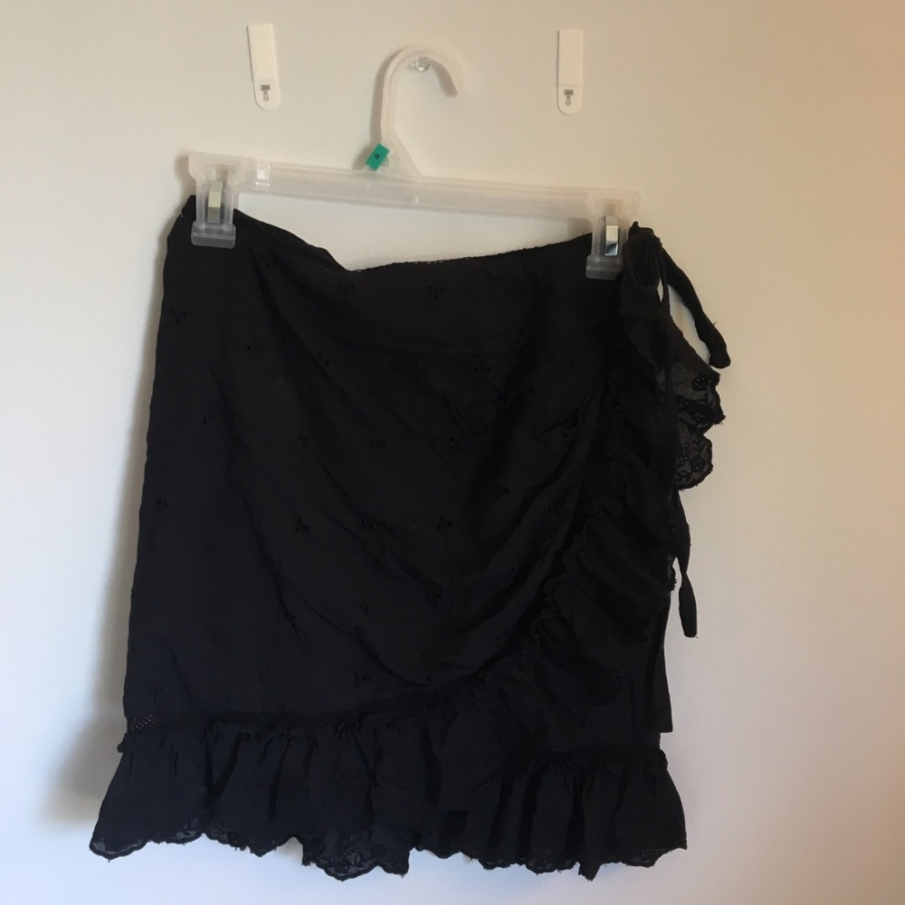 Urban Outfitters Black Eyelet Wrap Skirt